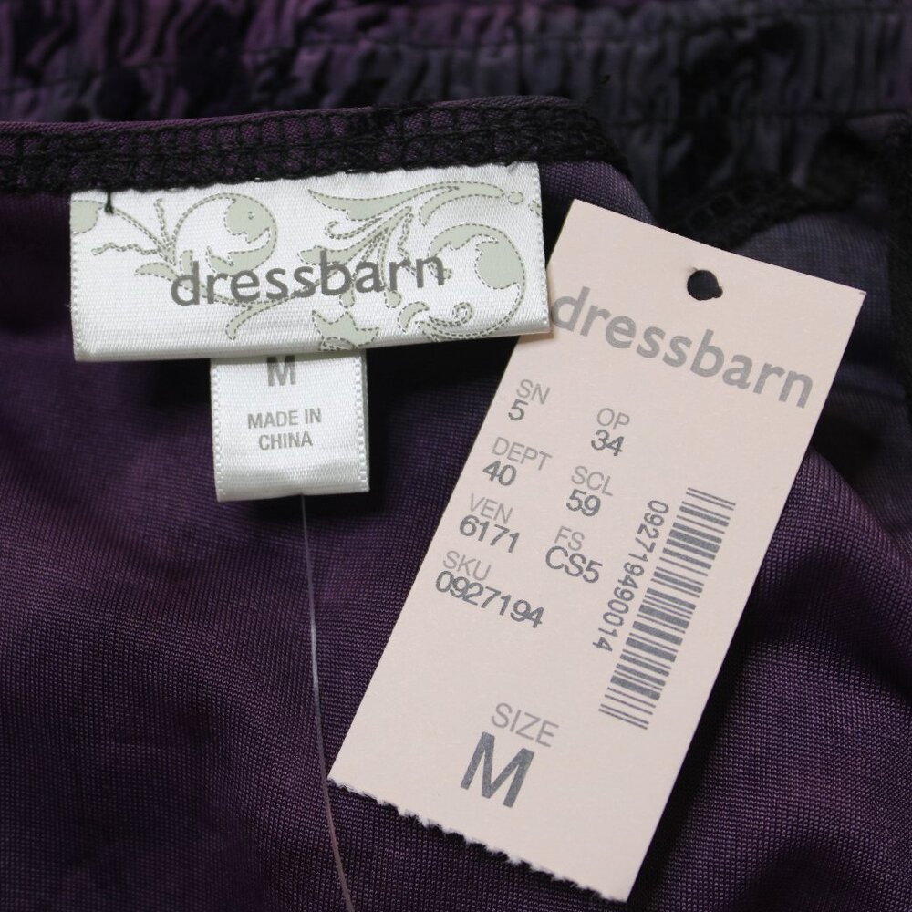 Dressbarn Purple Beaded Neckline cinched waist top - Picture 6 of 6